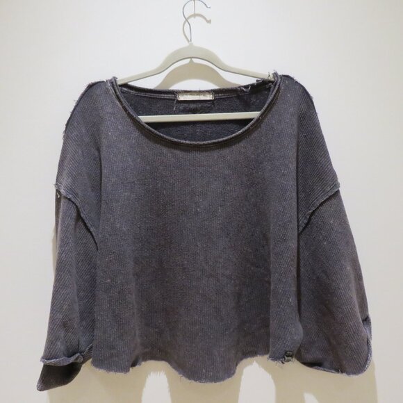 FREE PEOPLE WE THE FREE Off My Mind Cropped T-Shirt Top in Washed Black Casual - Picture 2 of 15